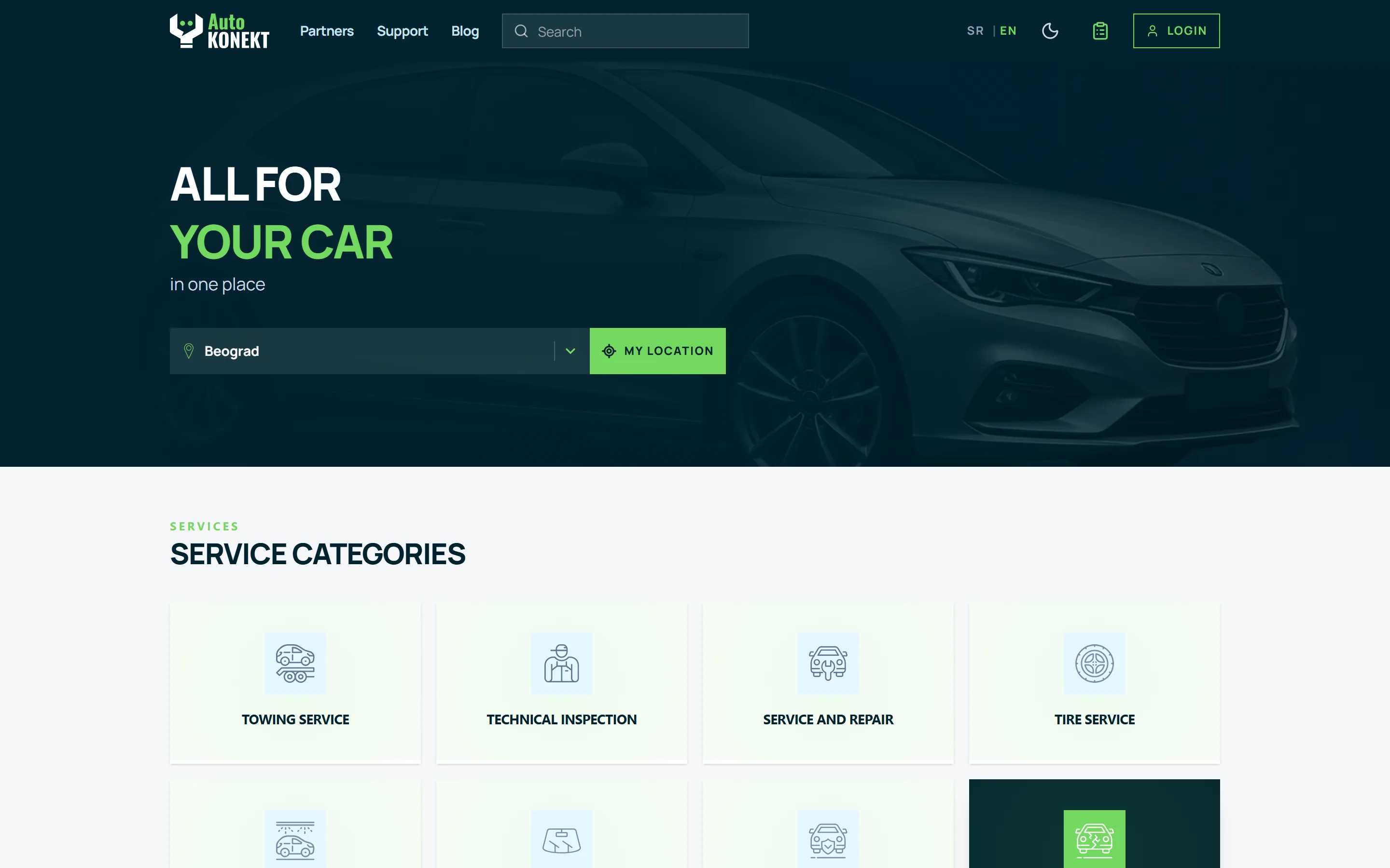 AutoKonekt client app — searching for auto services