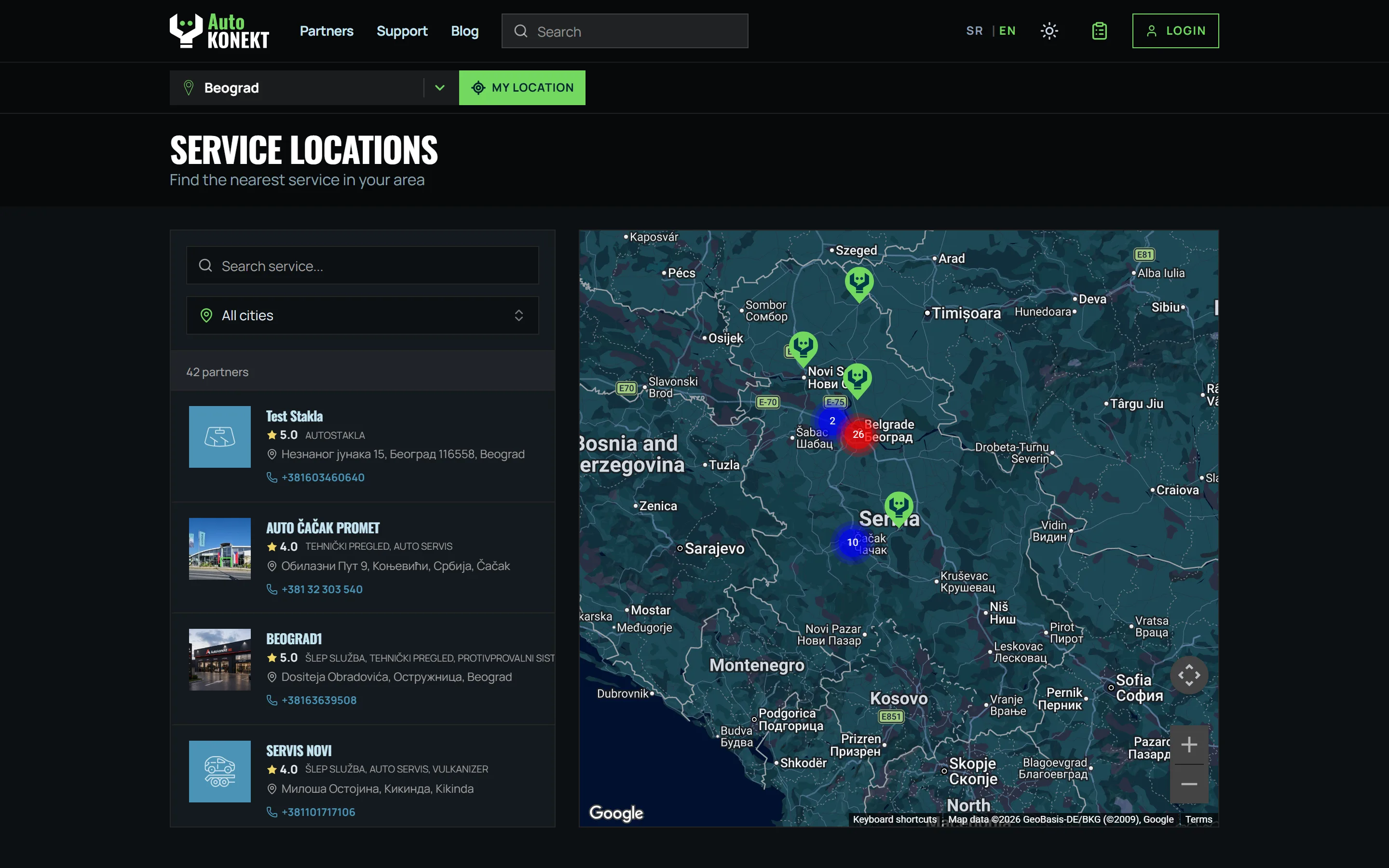 Search on the map
